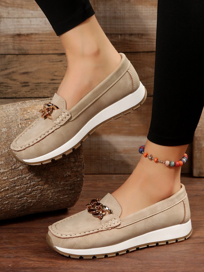 Casual Metal Chain Decor Loafers