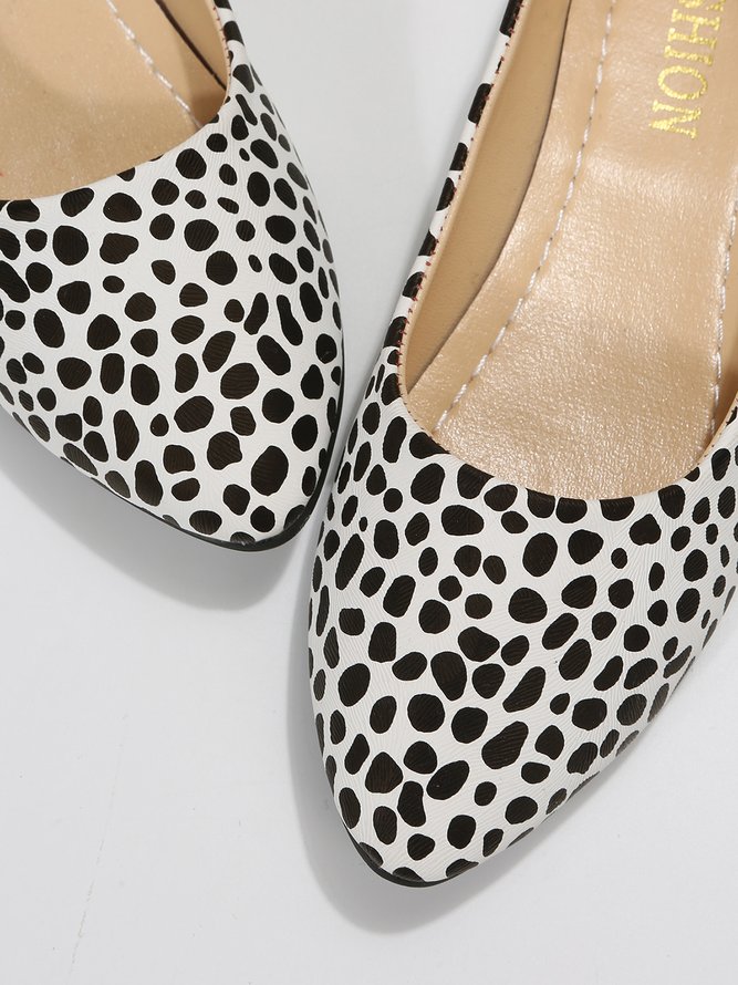 White Mini Leopard Graphics Slip-on Urban Flats