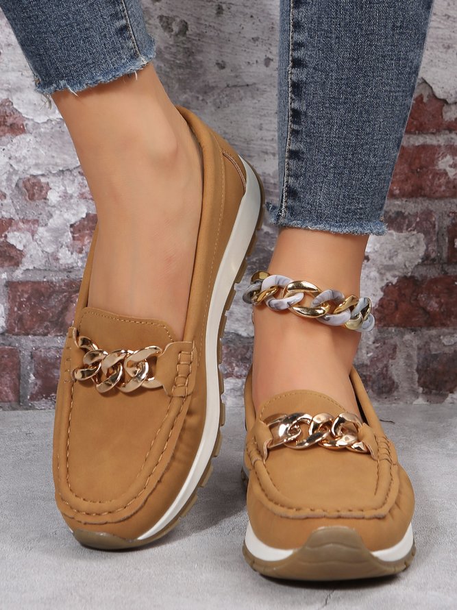 Casual Metal Chain Decor Loafers