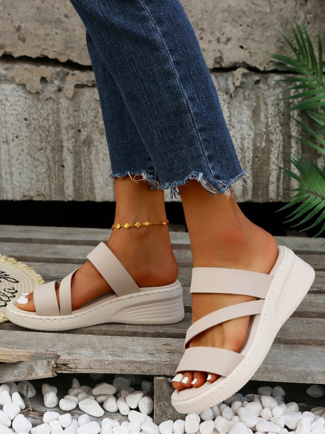 Casual Strap Wedge Heel Slide Sandals