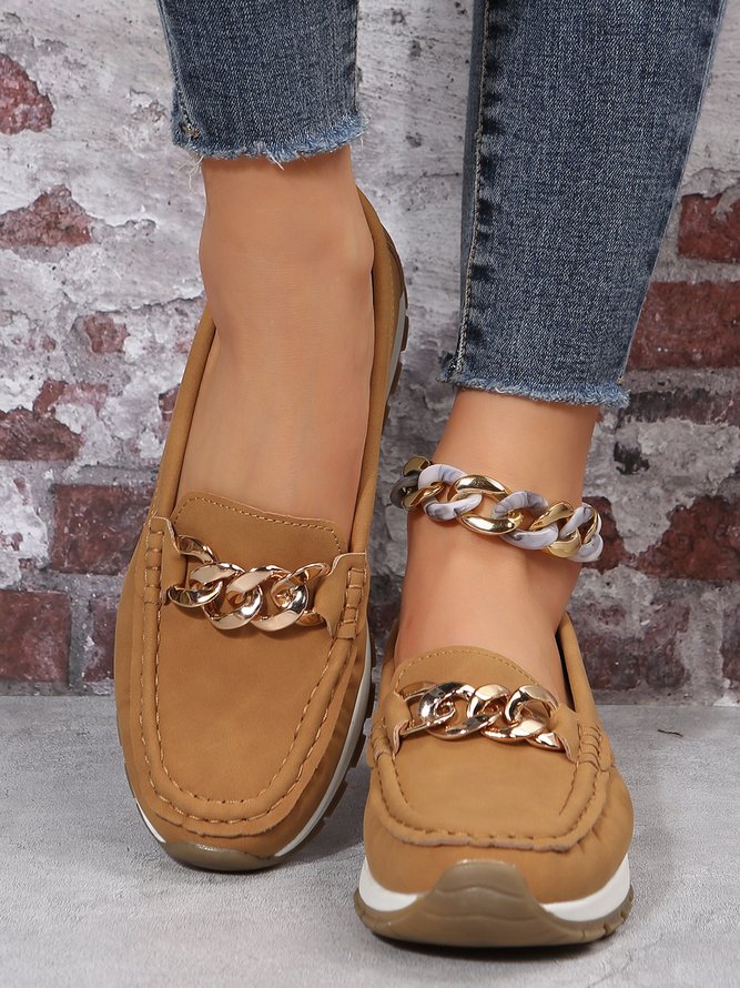 Casual Metal Chain Decor Loafers