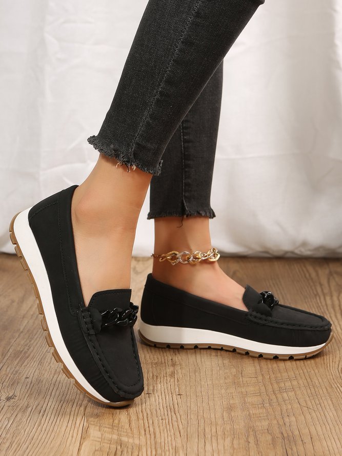 Casual Metal Chain Decor Loafers