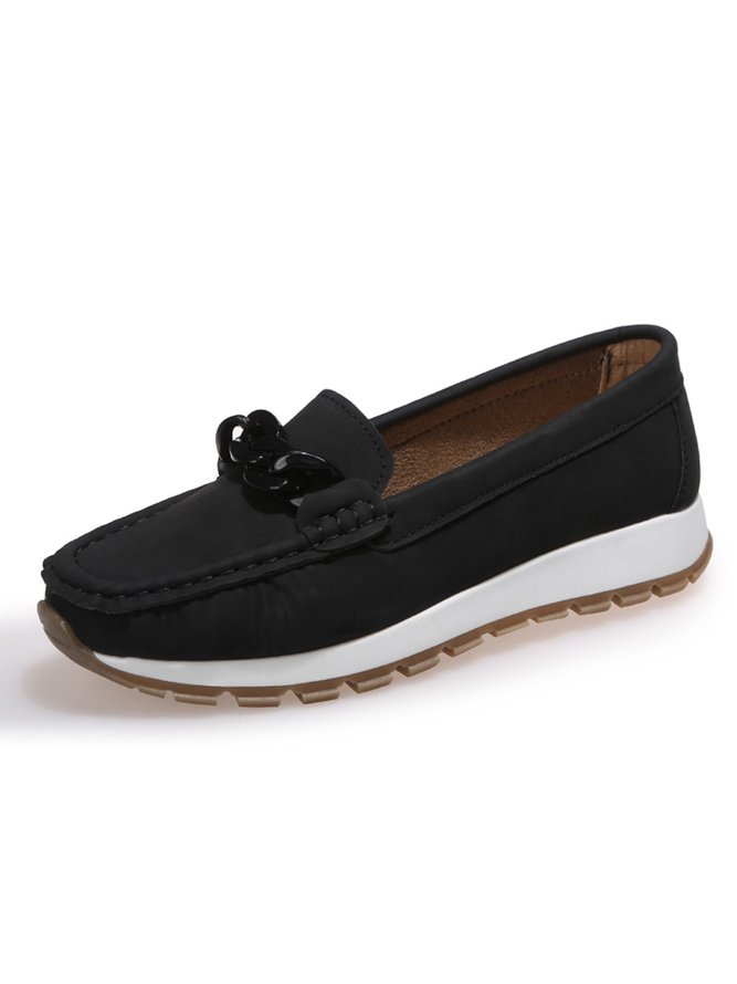 Casual Metal Chain Decor Loafers