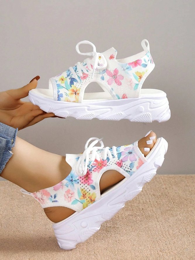 Floral Butterfly Breathable Slip On Sport Sandals