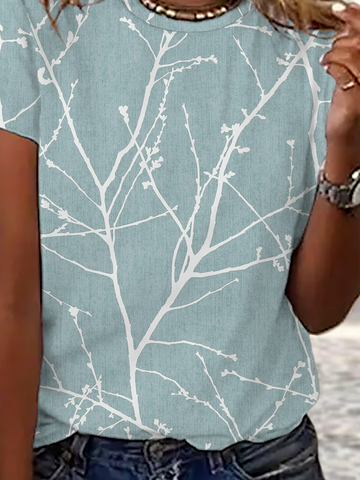 Casual Floral Printed Short Sleeve T-Shirt