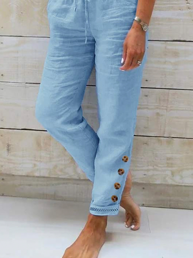Cotton Casual Loose Buttoned Pants