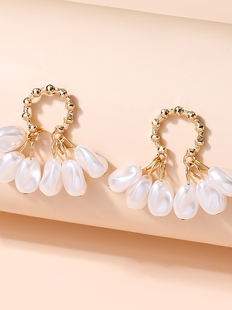 Urban Casual Pearl Tassel Earrings Daily Women Jewelry