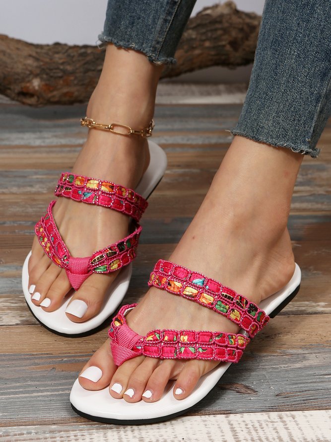 Casual Braided Plaid Flip-flops
