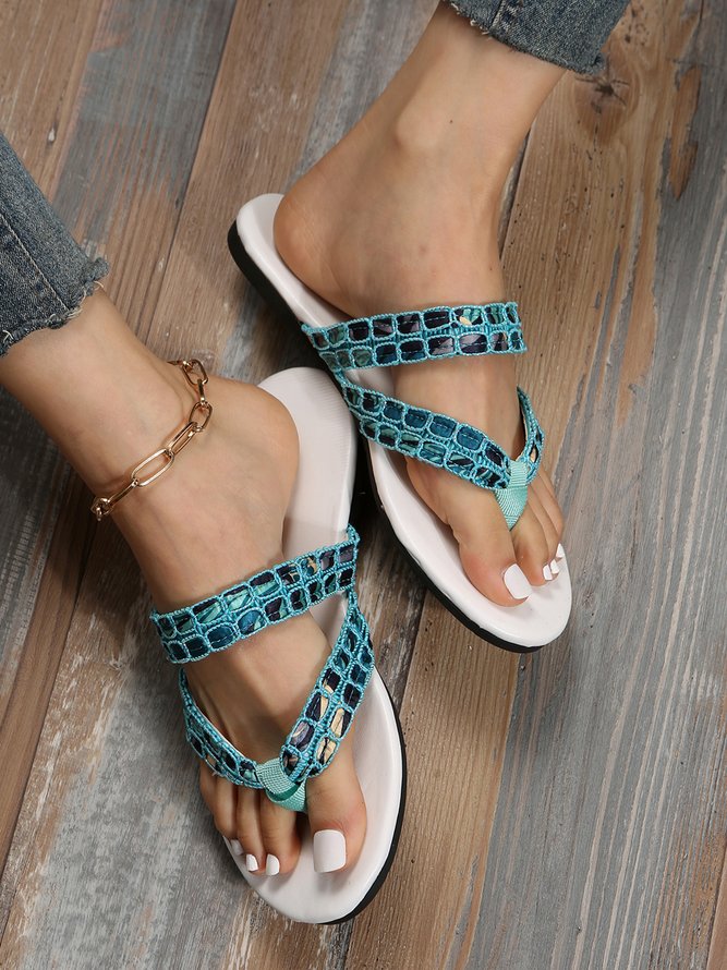 Casual Braided Plaid Flip-flops