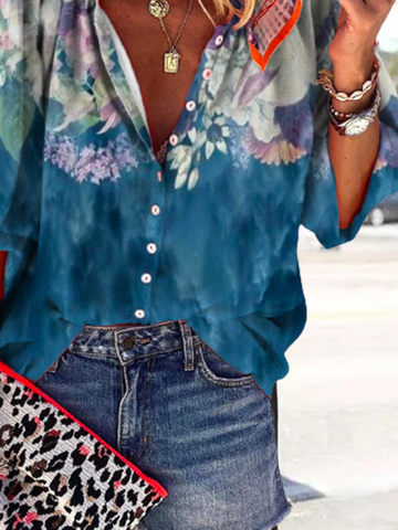 Vacation Loose Floral Blouse