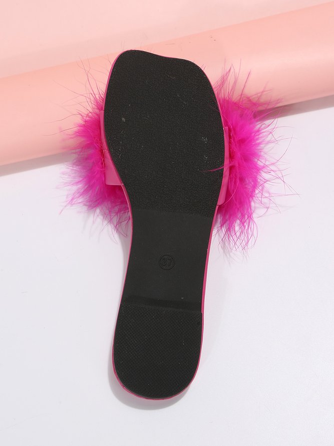 Sexy Feather Party Square Toe Sandals