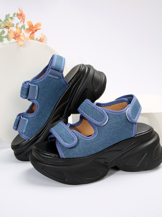 Women Hook-and-loop Fastener Flatform Sport Sandals