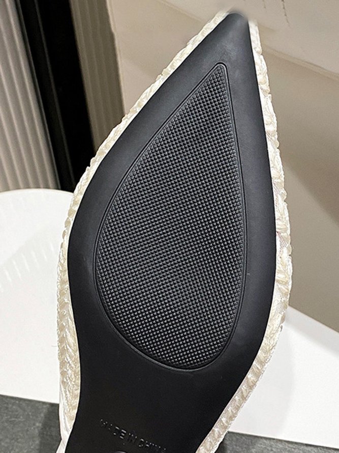 Leaf Embroidered Mesh Breathable Chunky Heel Mules