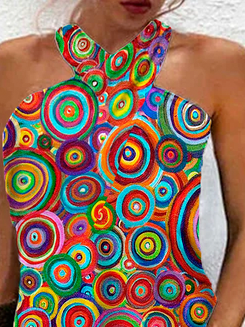 Plus Size Halter Casual Jersey Ethnic Dress