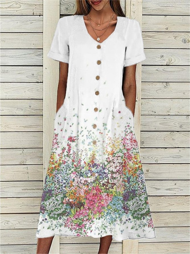 Regular Sleeve Loose Casual Printing Dress With No