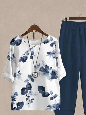 Loose Casual Floral Two-Piece Set