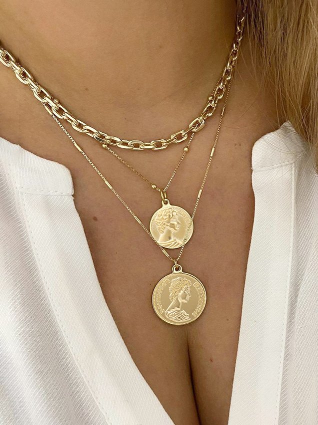Casual Fashion Coin Chain Layer Necklace Vacation Urban Women's Jewelry