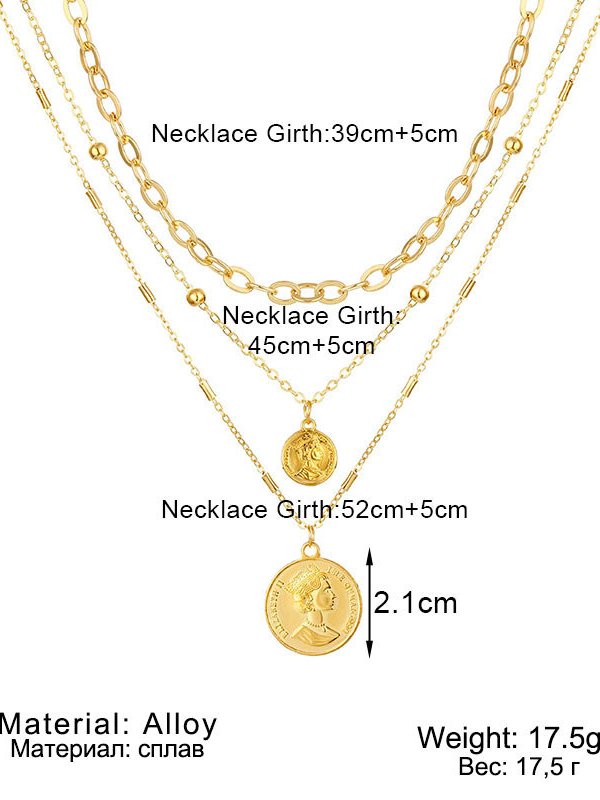 Casual Fashion Coin Chain Layer Necklace Vacation Urban Women's Jewelry