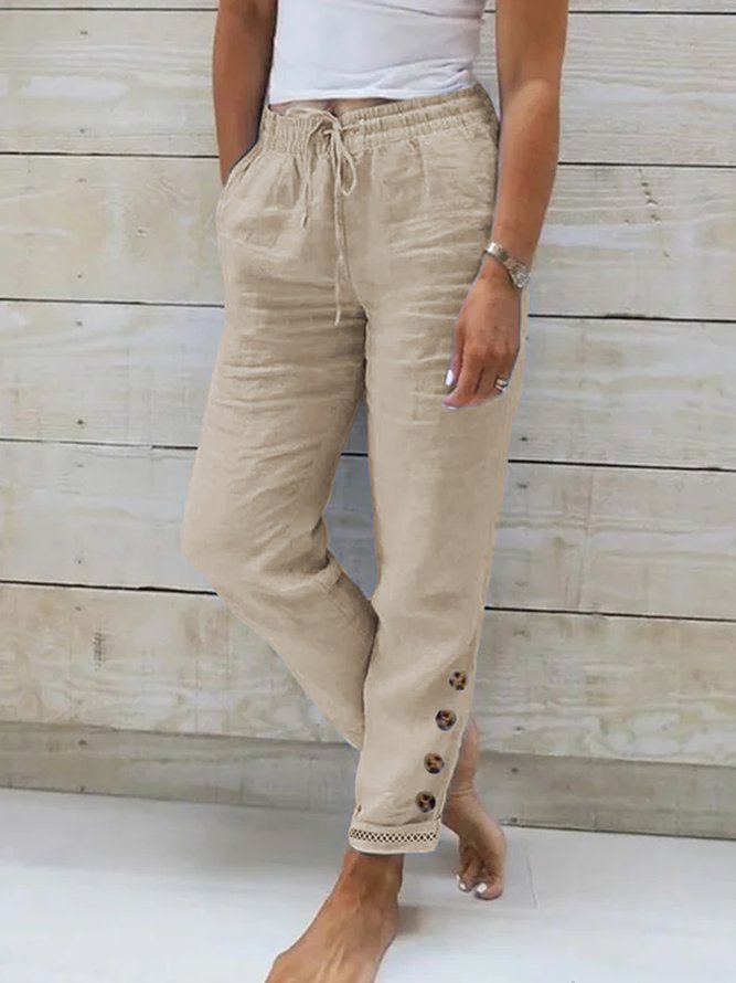 Cotton Casual Loose Buttoned Pants