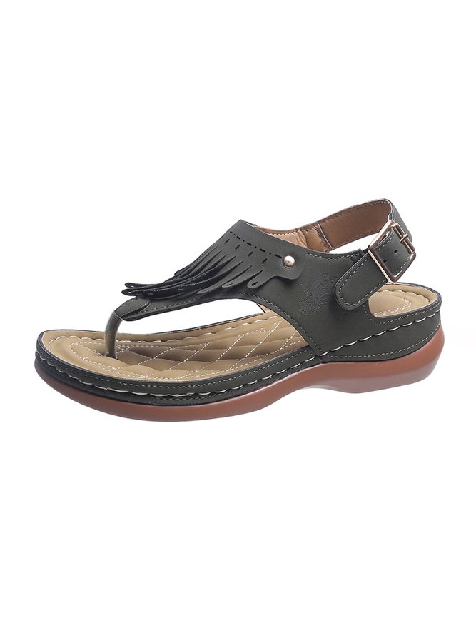 Women's Summer Vacation Floral Tassel Vintage Flip Flop Sandals
