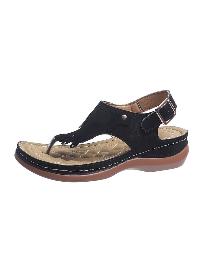 Women's Summer Vacation Floral Tassel Vintage Flip Flop Sandals