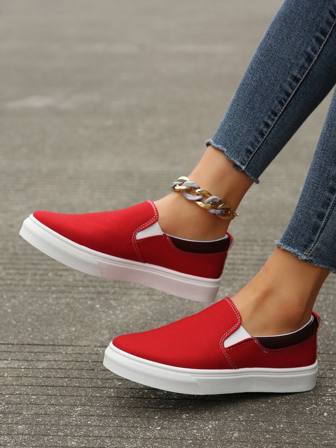 Solid Color Multi-color Options Slip-on Canvas Shoes