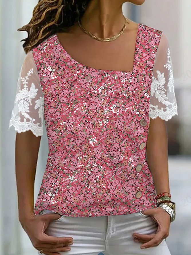 Casual Lace Loose Shirt