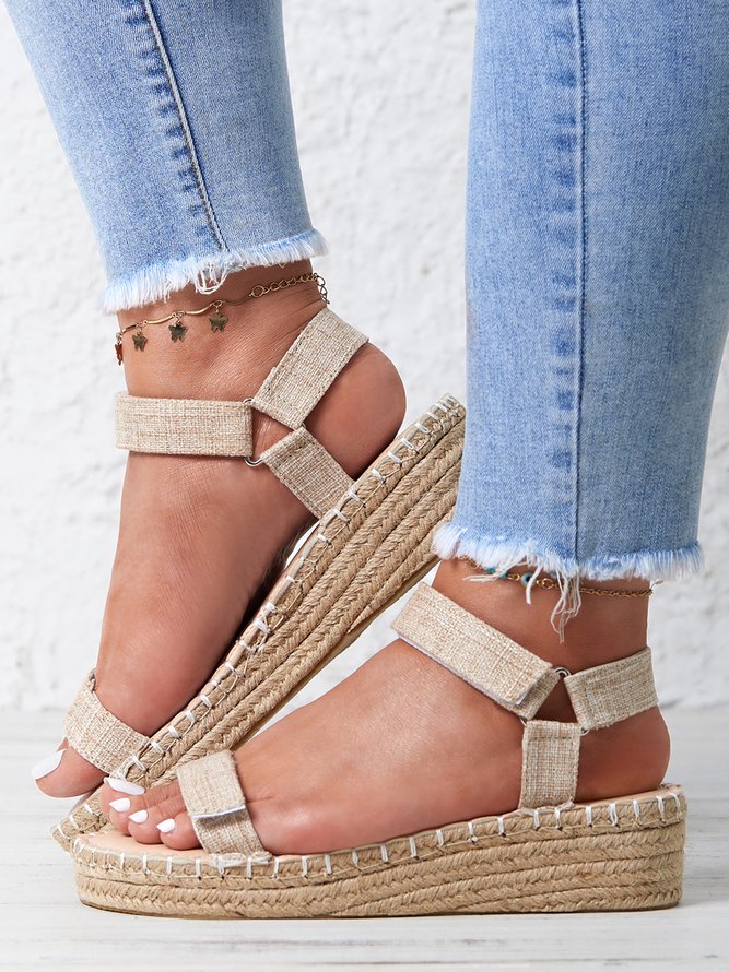 Women's Linen Wedge Heel Espadrille Sandals