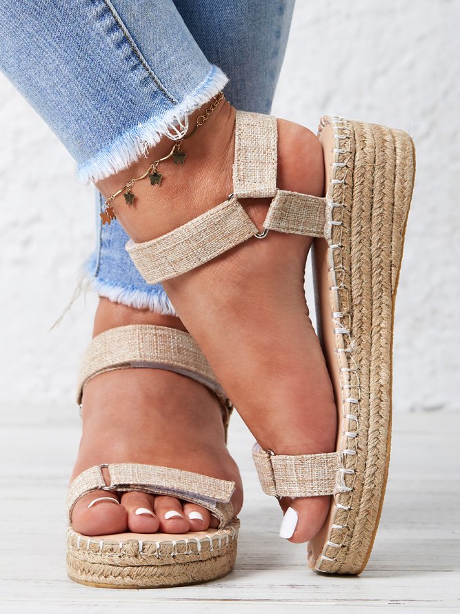 Women's Linen Wedge Heel Espadrille Sandals