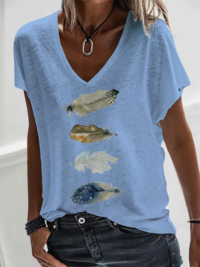 Casual Loose Jersey V Neck T-Shirt