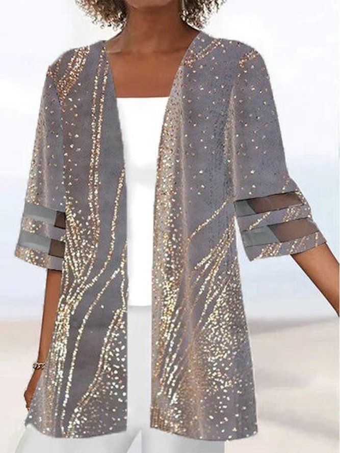 Floral Casual Mesh Loose Three Quarter Kimono