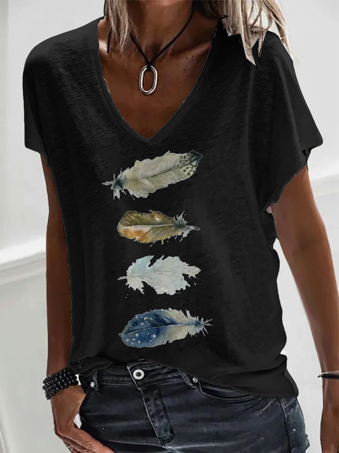 Casual Loose Jersey V Neck T-Shirt