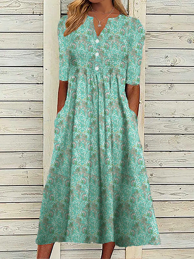 Casual Loose  Floral Vacation Dress