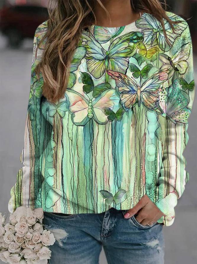 Crew Neck Casual Printing Sweatshirt