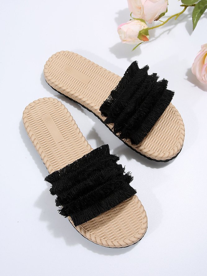 Vacation Fringe Beach Strap Slippers