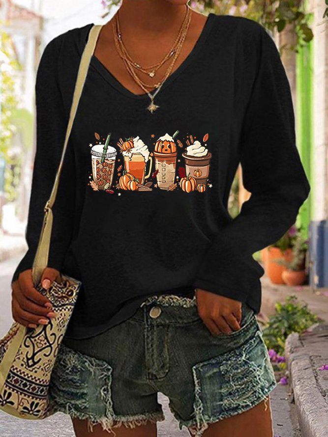Halloween V Neck Casual Loose T-Shirt