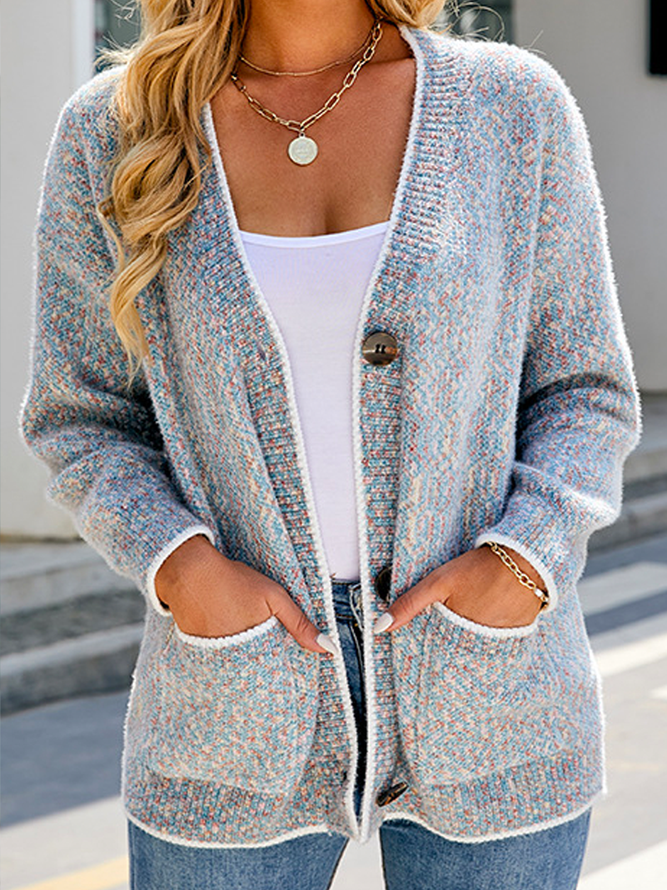 Knitted V Neck Casual Cardigan
