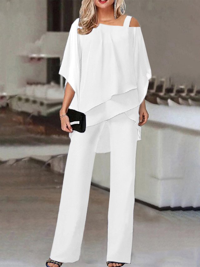 Plain Casual Loose Chiffon Jumpsuit