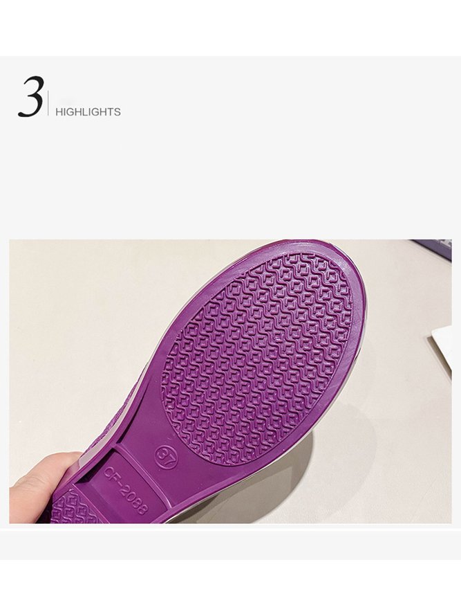Waterproof PVC Hollow Woven Strap Casual Flat Shoes
