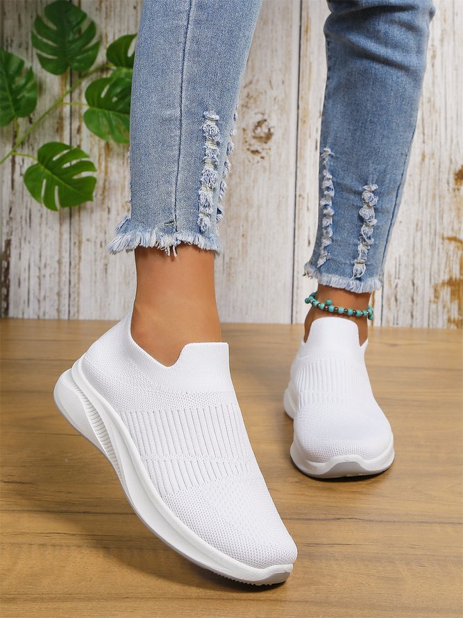 Solid Color Cushioning Breathable High Elastic Fly Woven Sneakers