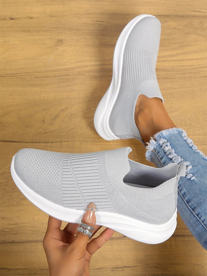 Solid Color Cushioning Breathable High Elastic Fly Woven Sneakers
