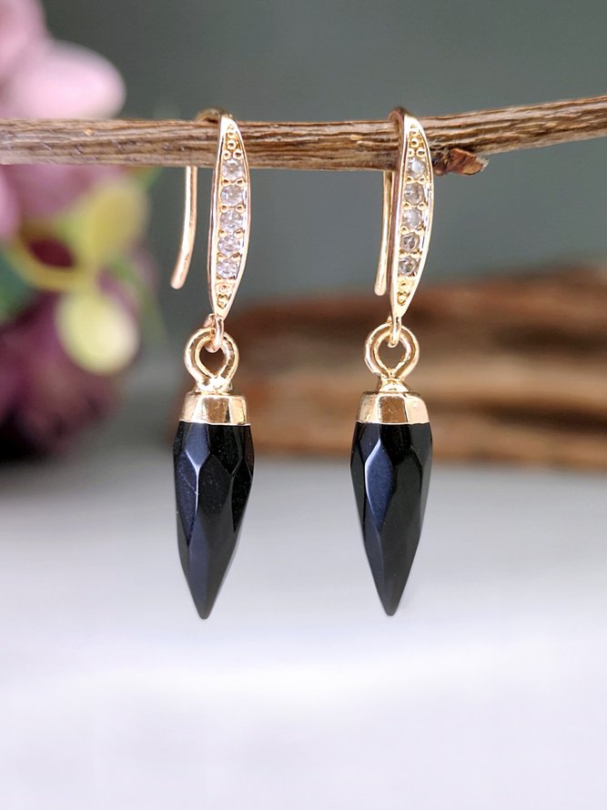 Natural Stone Rhinestone Elegant Dangle Earrings