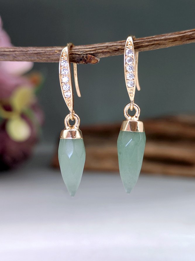 Natural Stone Rhinestone Elegant Dangle Earrings