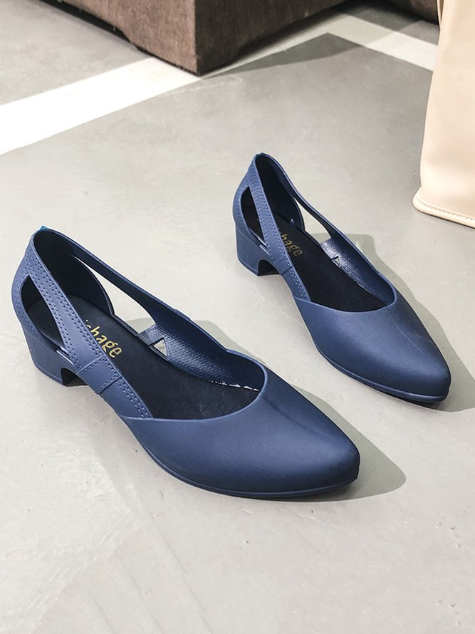 Waterproof Hollow Out Slip On Block Heel Non-Slip Beach Shallow Shoes