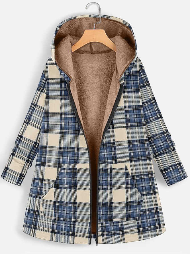 Fluff/Granular Fleece Fabric Ethnic Casual Hoodie Coat