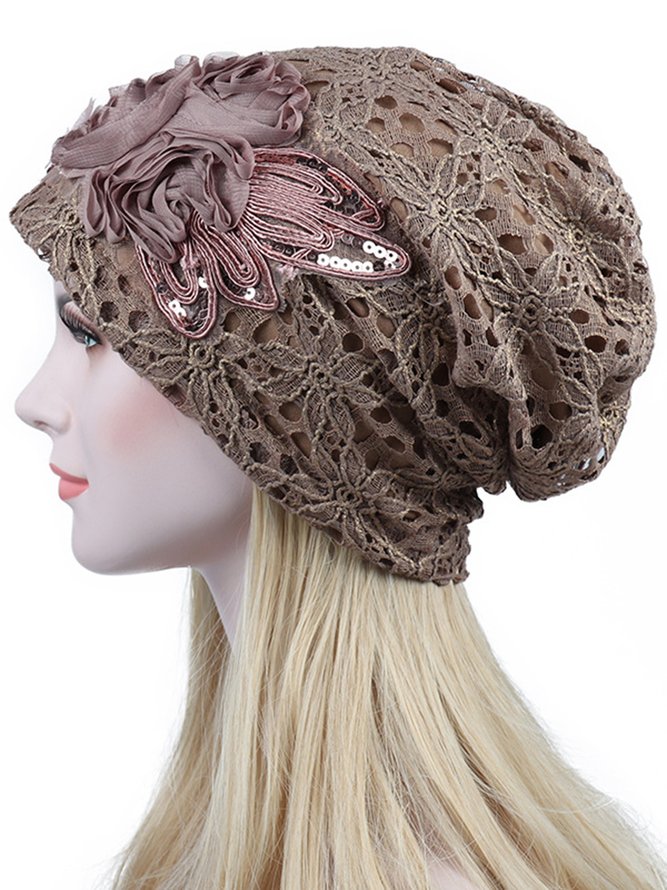 Floral Mesh Lace Elegant Warm Hat