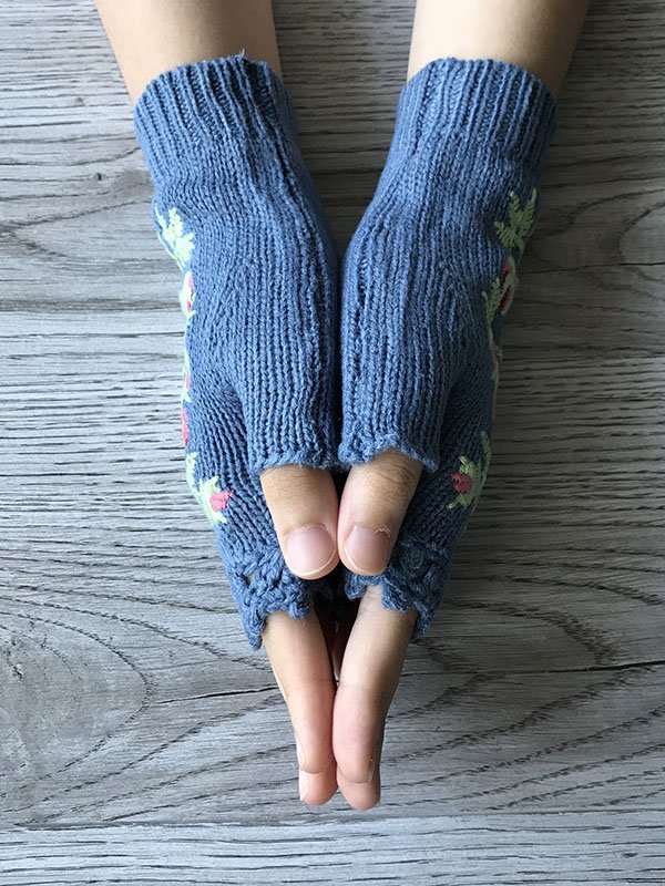 Wool/Knitting Floral Casual Gloves