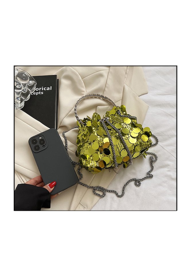 Prom Party Sequins Tassel Chain Bucket Bag