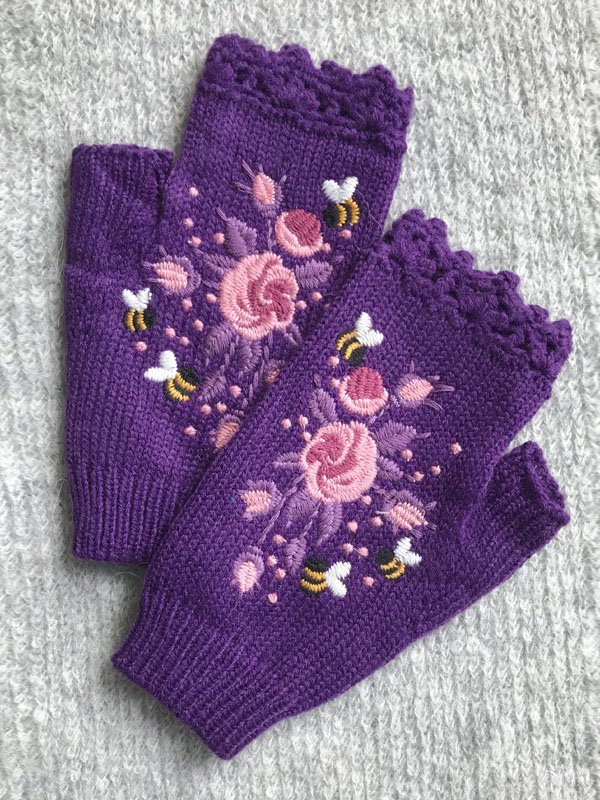 Casual Floral Wool/Knitting Gloves