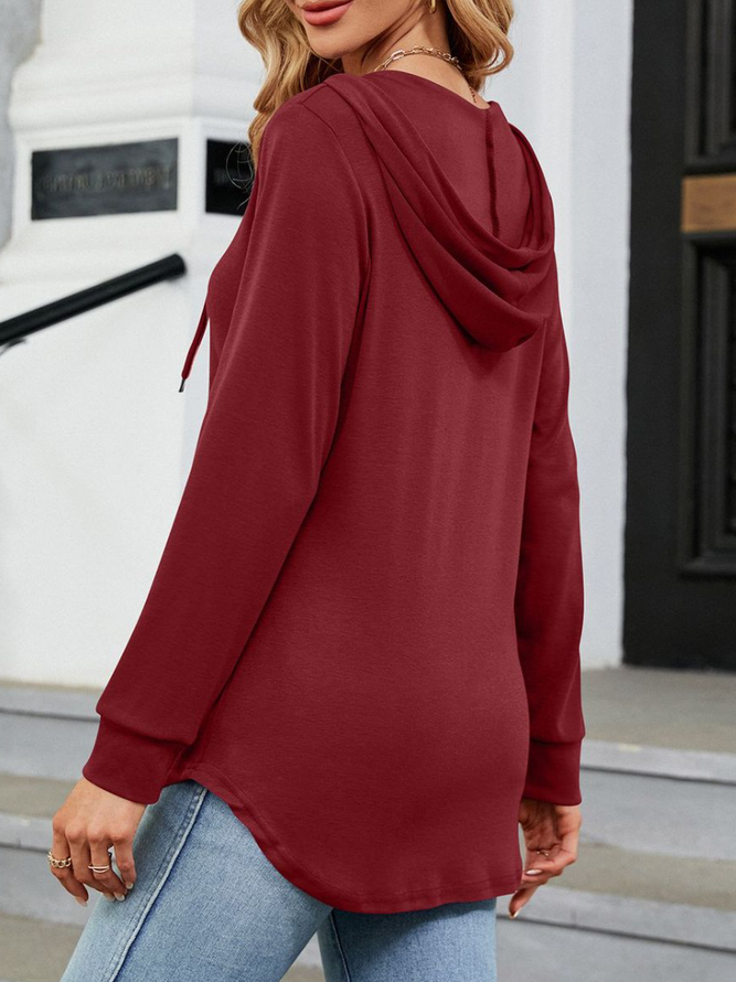 Hooded Jersey Plain Casual Hoodie